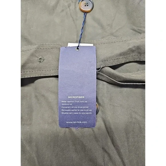 Vtg Nautica Trench Coat Mens 40T Pewter Double Breasted Lined Preppy Retro - Picture 7 of 16